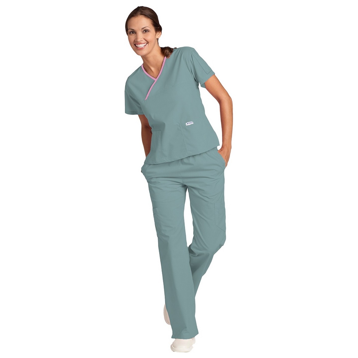 *FINAL SALE MOBB 323/312 Lagoon/Pink Two Piece Criss Cross Flip Flap Scrub Set