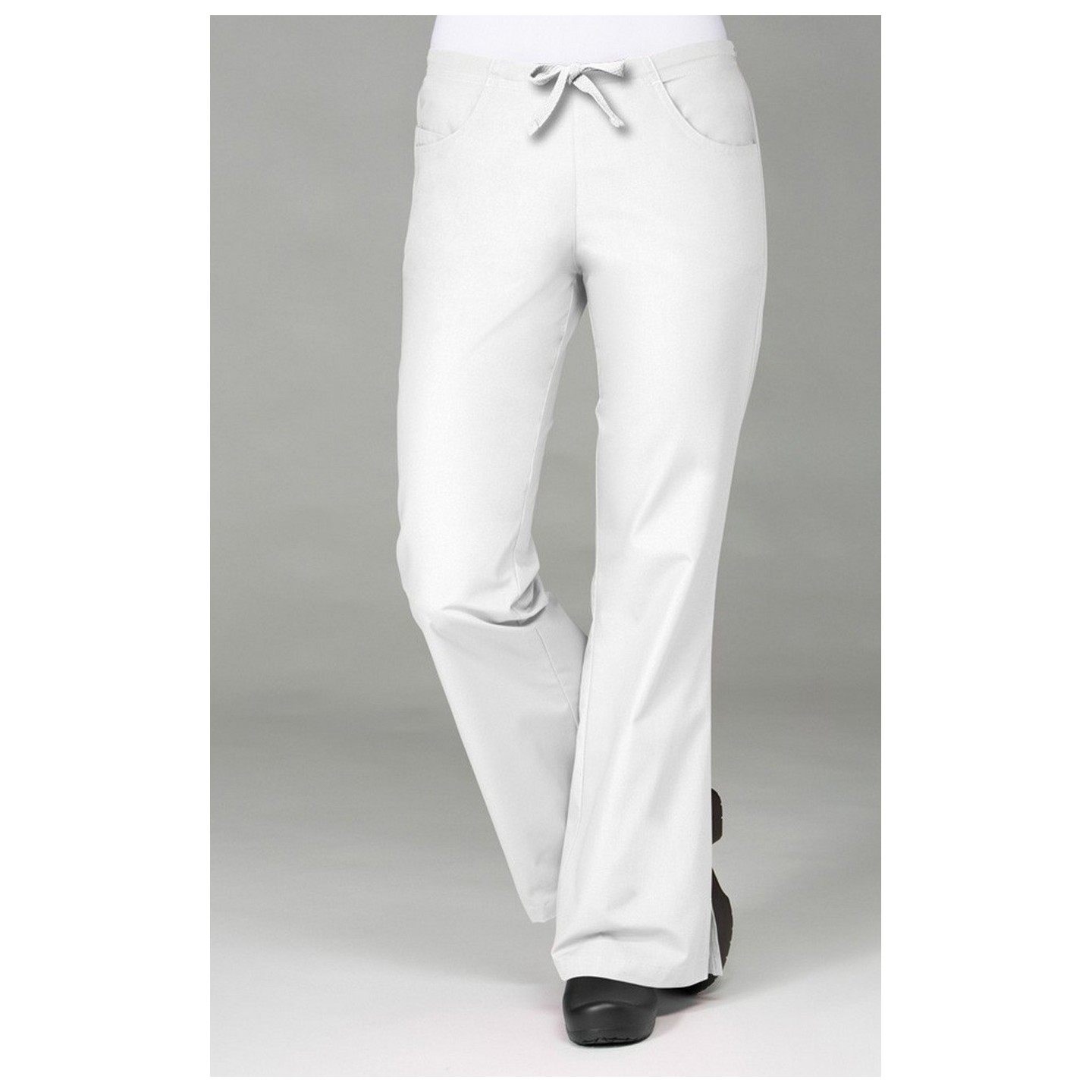 9026 Maevn CORE - Half Back Elastic & Drawstring Flare Pant - White