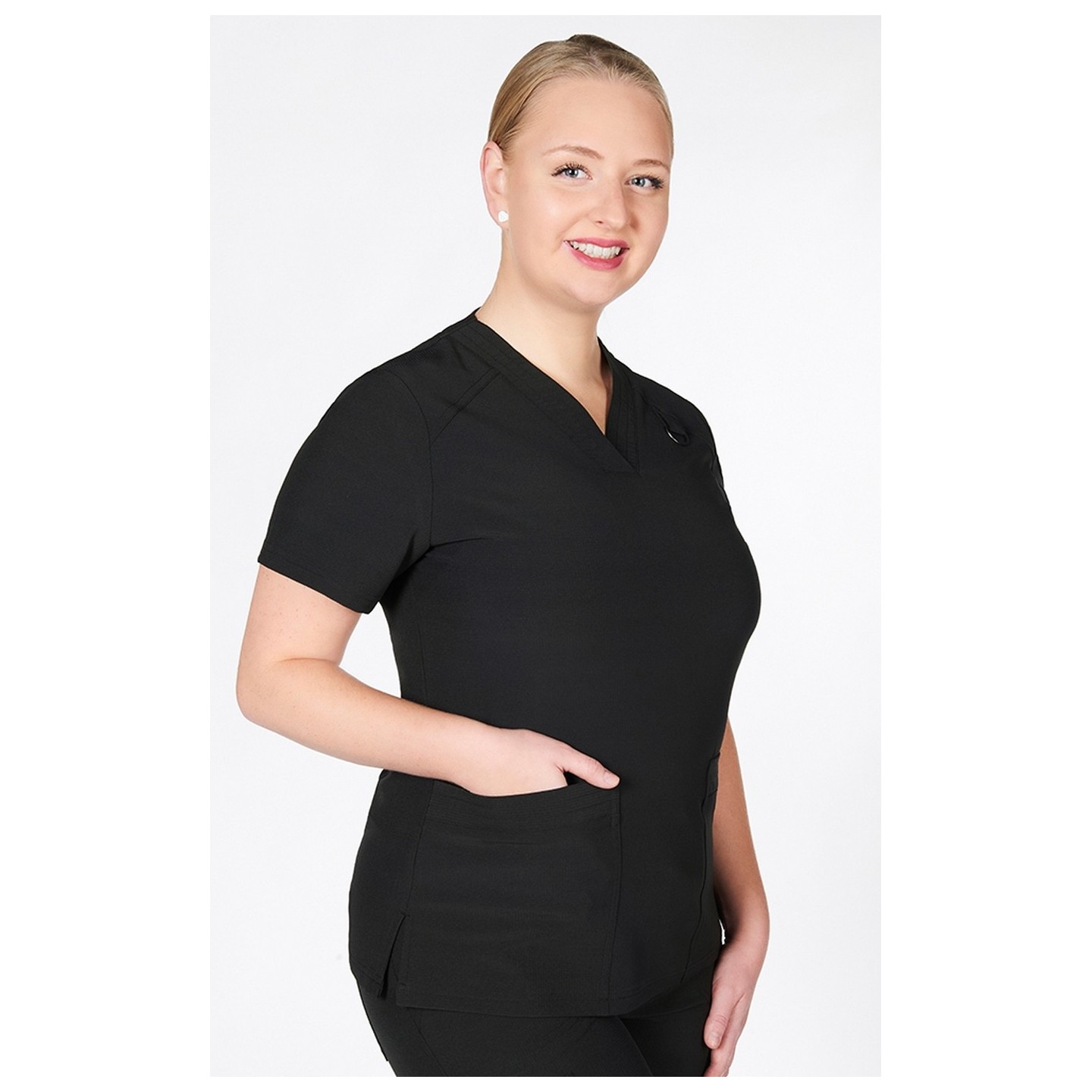 T8010 The DeeDee - Ridiculously Soft Mentality by MOBB - V-neck Top With Three Pockets