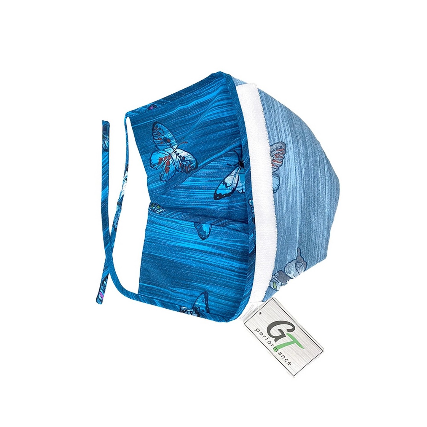 GTCP Zinnia Stretch Unisex Scrub Caps - Print: Blue Butterflies