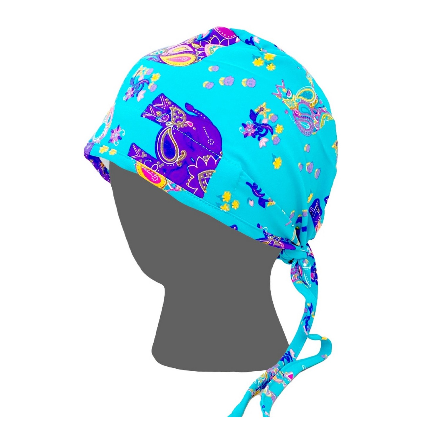 GTCP Zinnia Stretch Scrub Caps - Impression: Boho Elephants