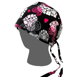 GTCP Zinnia Stretch Unisex Scrub Caps - Print: Butterflies Over Hearts