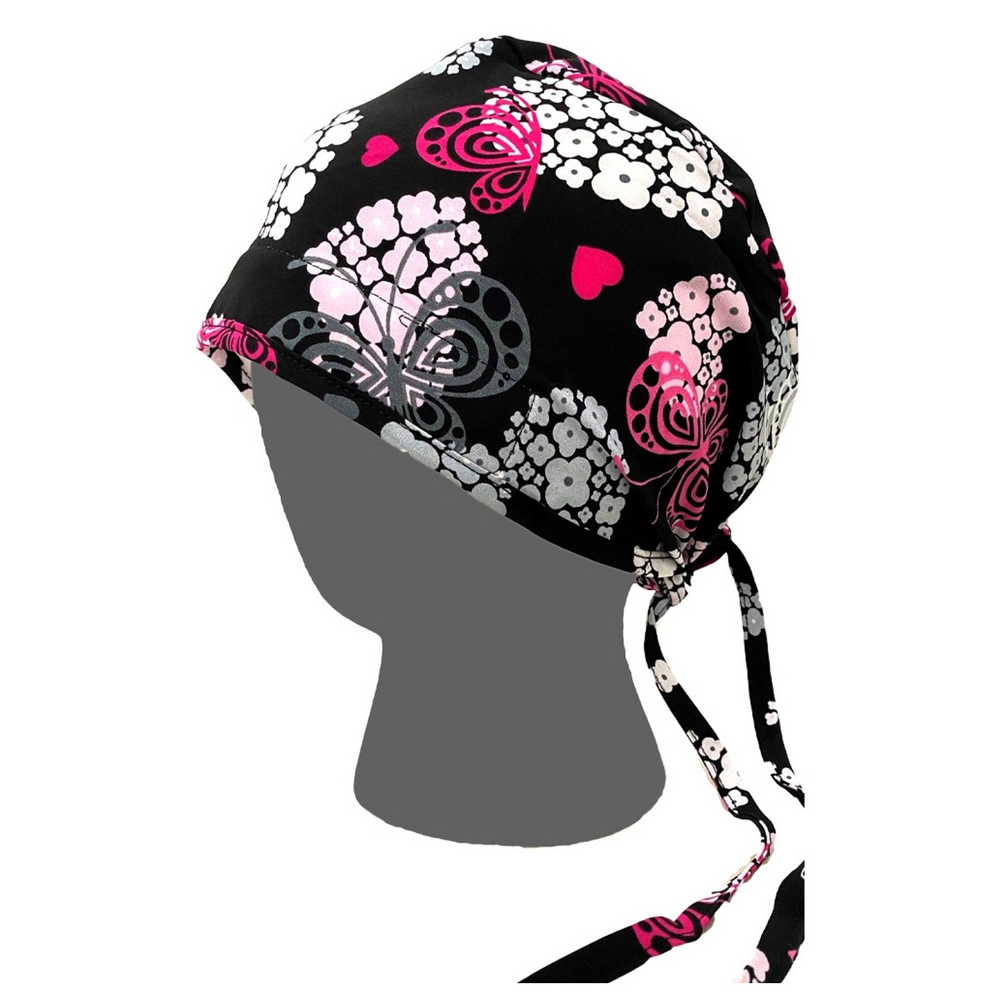 GTCP Zinnia Stretch Unisex Scrub Caps - Print: Butterflies Over Hearts
