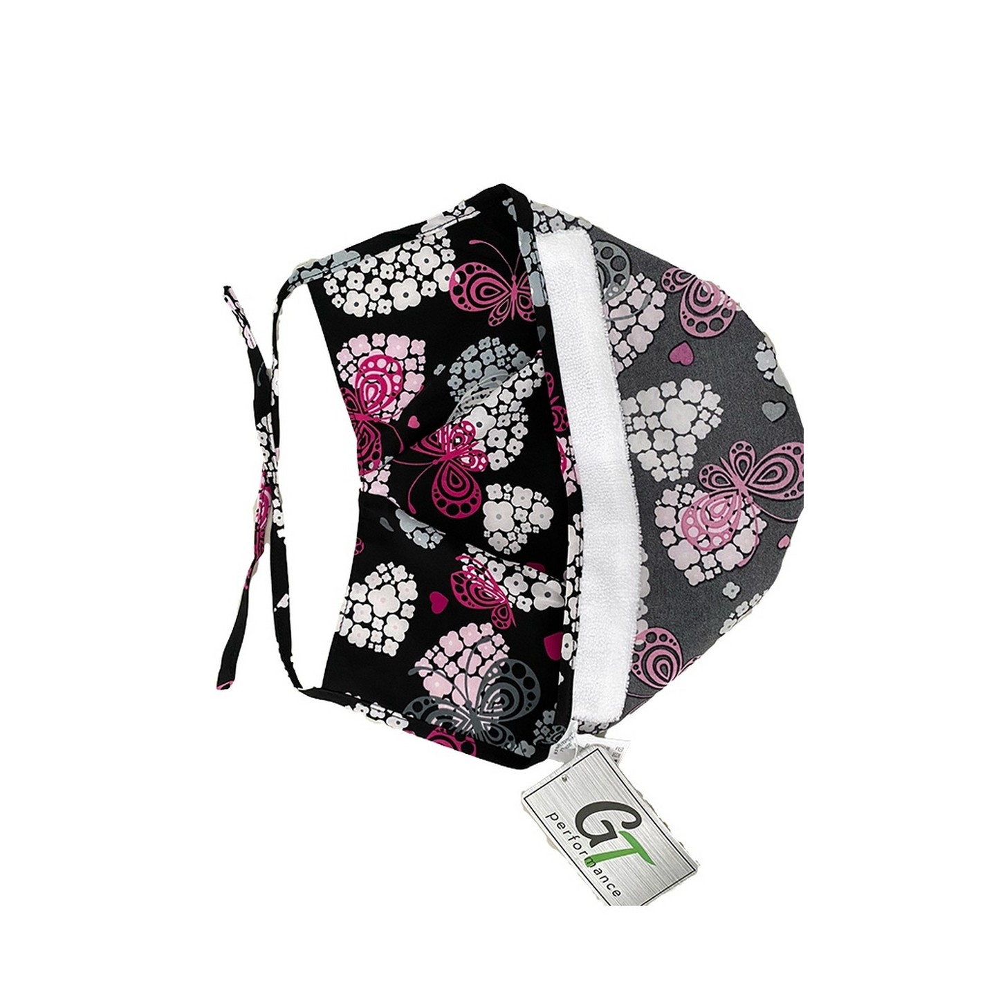 GTCP Zinnia Stretch Unisex Scrub Caps - Print: Butterflies Over Hearts