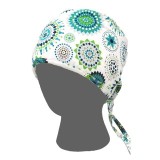 GTCP Zinnia Stretch Unisex Scrub Caps - Print: Circle Dot Medallions Blue