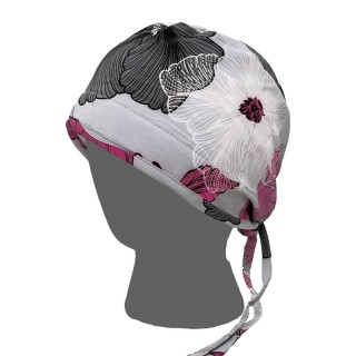 GTCP Zinnia Stretch Unisex Scrub Caps - Print: Lined Floral Pink