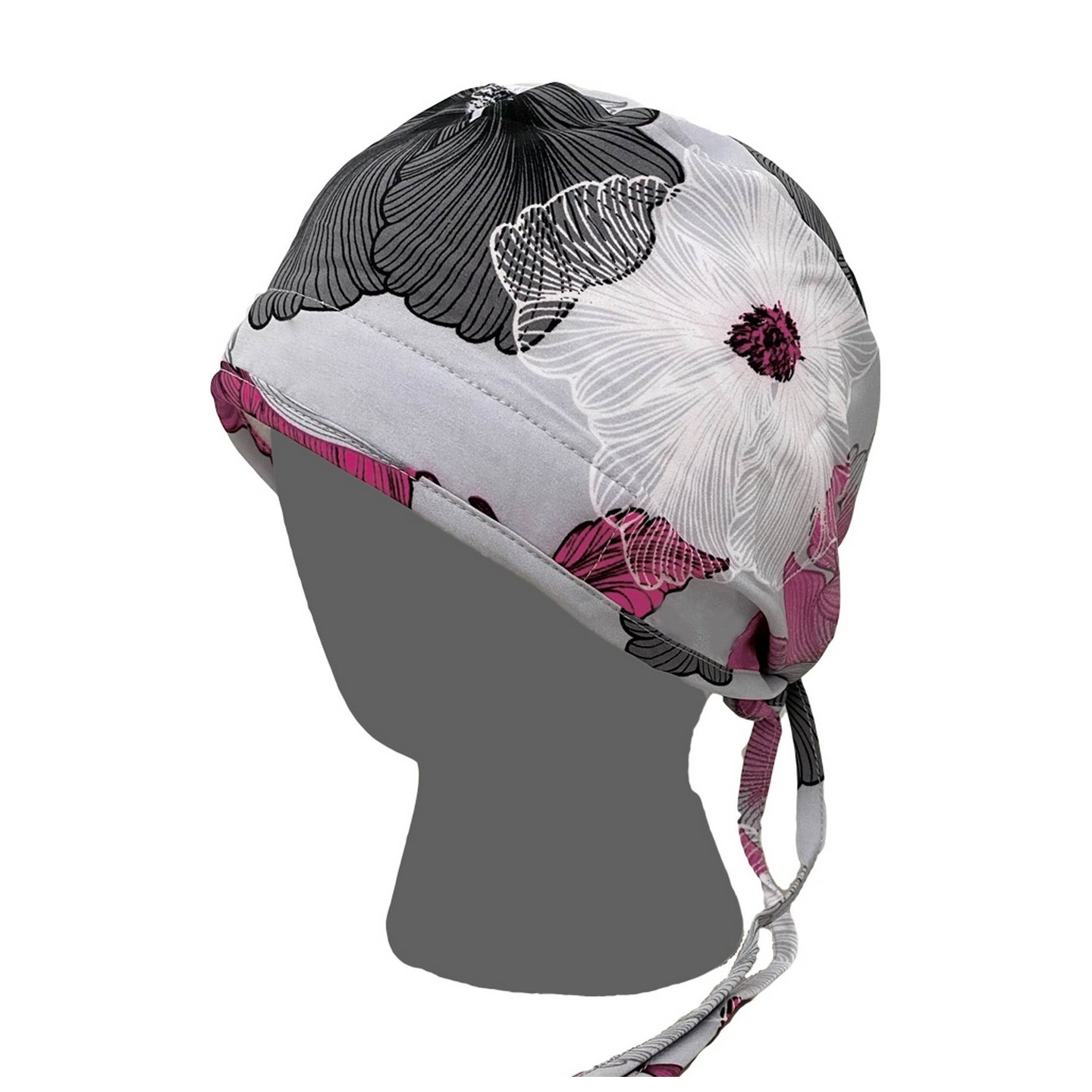 GTCP Zinnia Stretch Unisex Scrub Caps - Print: Lined Floral Pink