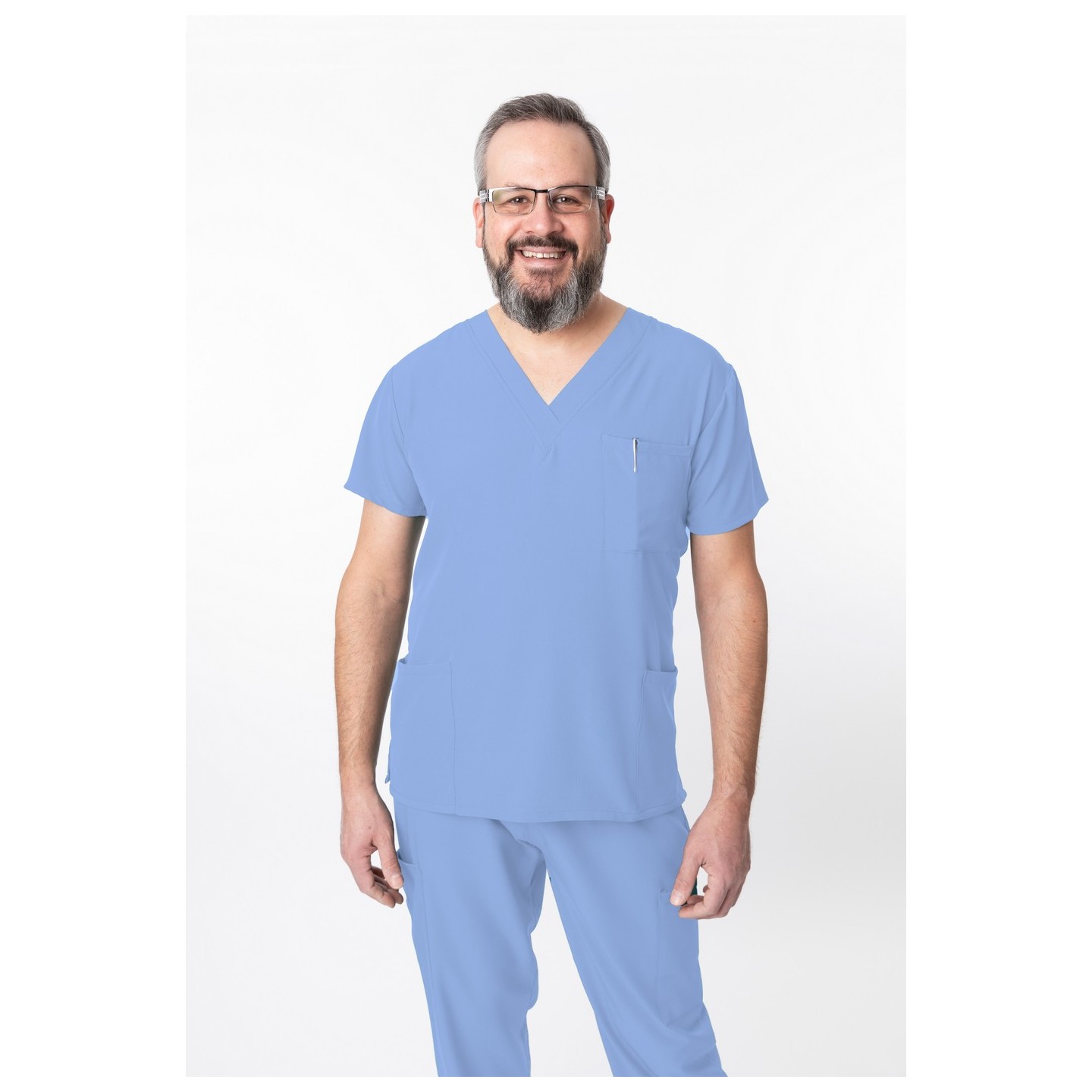 1202 4Flex Unisex V-Neck Scrub Top by Greentown (Men's View)