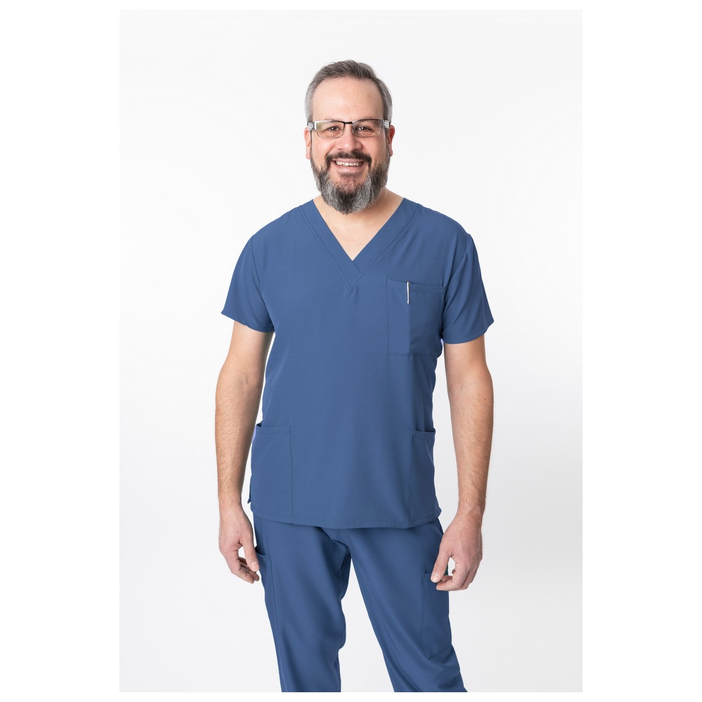 1202 4Flex Unisex V-Neck Scrub Top by Greentown (Men's View)