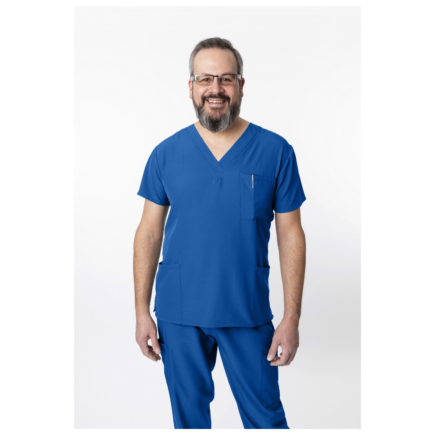 1202 4Flex Unisex V-Neck Scrub Top by Greentown (Men's View)
