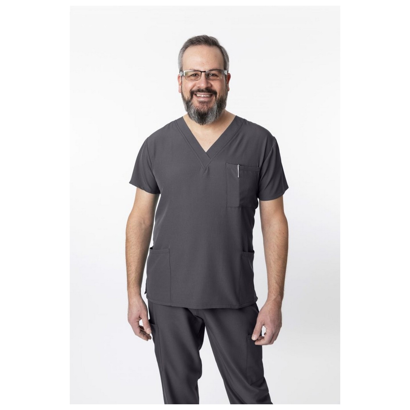 1202 4Flex Unisex V-Neck Scrub Top by Greentown (Men's View)