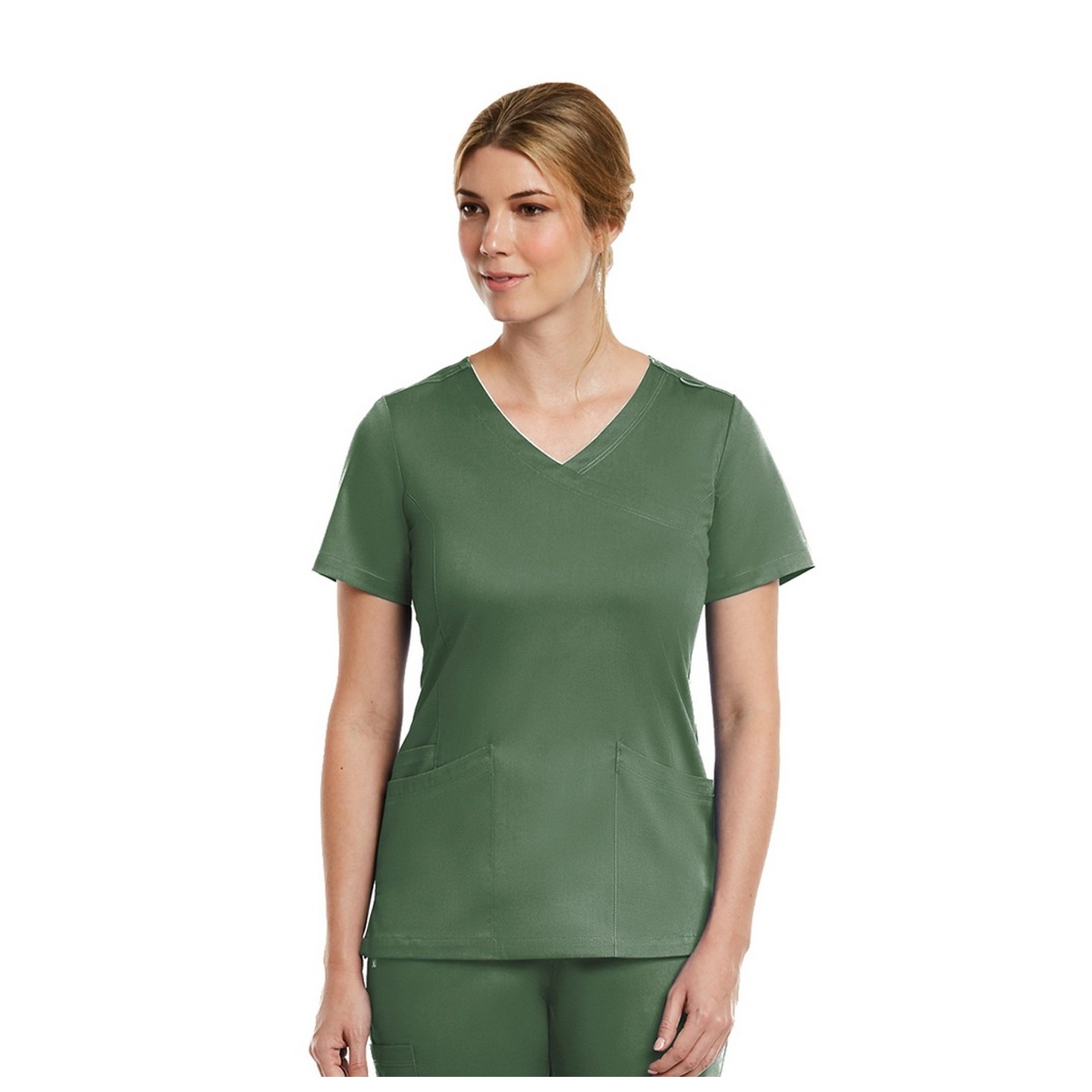 3701 Matrix Curved Mock Wrap Top - Maevn
