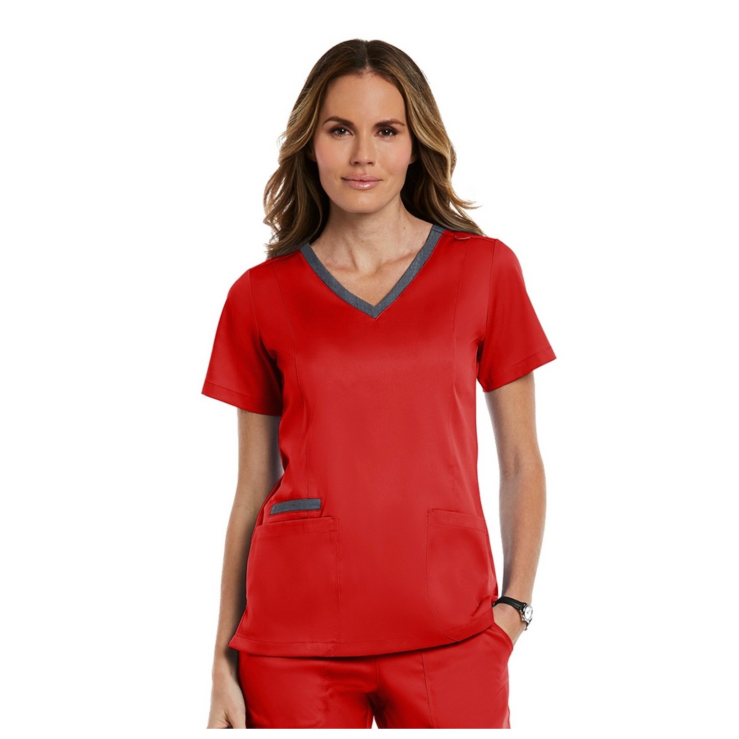 3502 Matrix Both Side Contrast V-Neck Top - Maevn