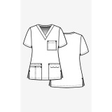 1202 Maevn Blossom - 3 Pocket Fashion V-Neck Top - Sketch