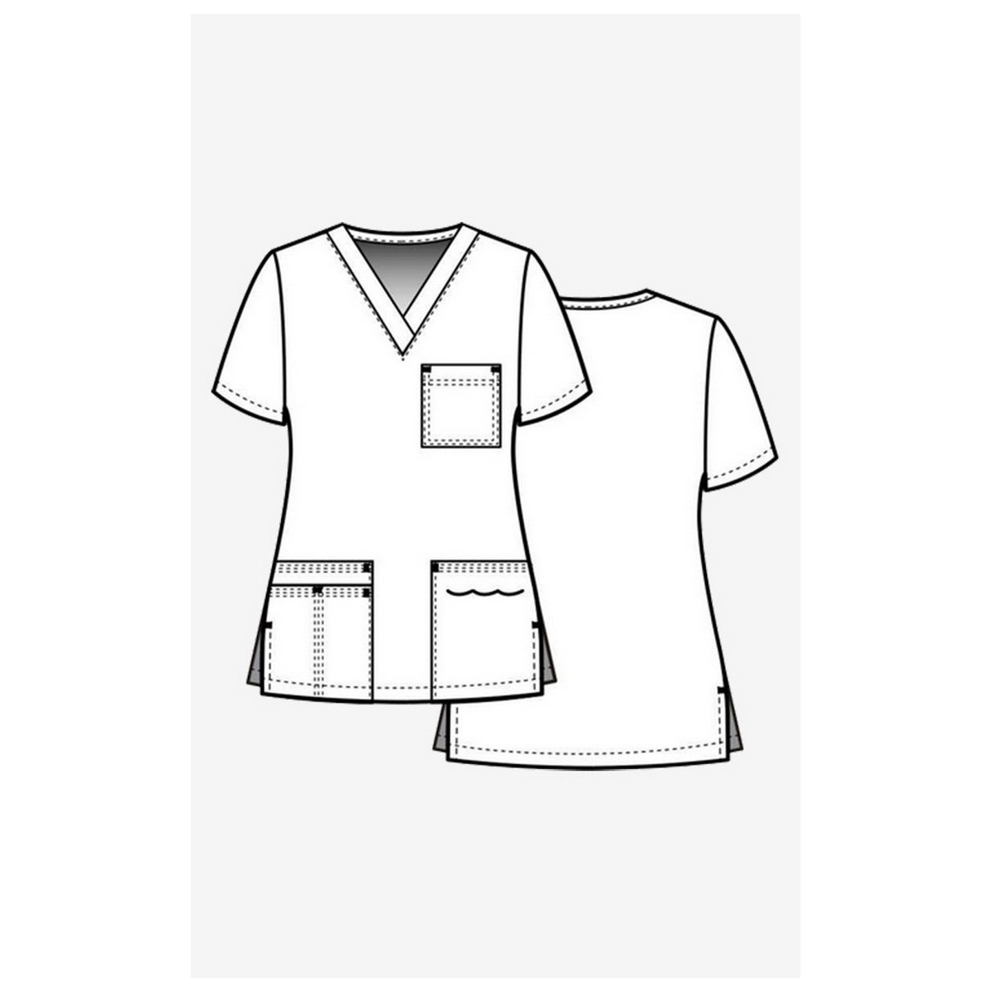 1202 Maevn Blossom - 3 Pocket Fashion V-Neck Top - Sketch