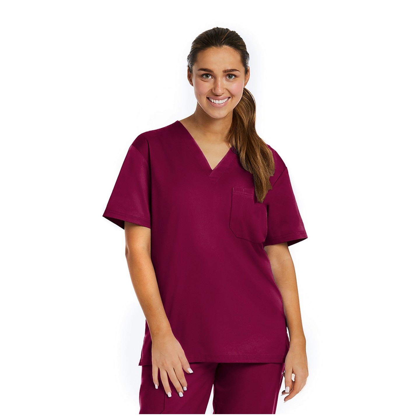 3500 [Matrix Basic] Unisex Basic V-Neck Scrub Top (Women's View)