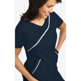 *FINAL SALE 530T Charcoal Reflector Trim Detail Scrub Top by MOBB