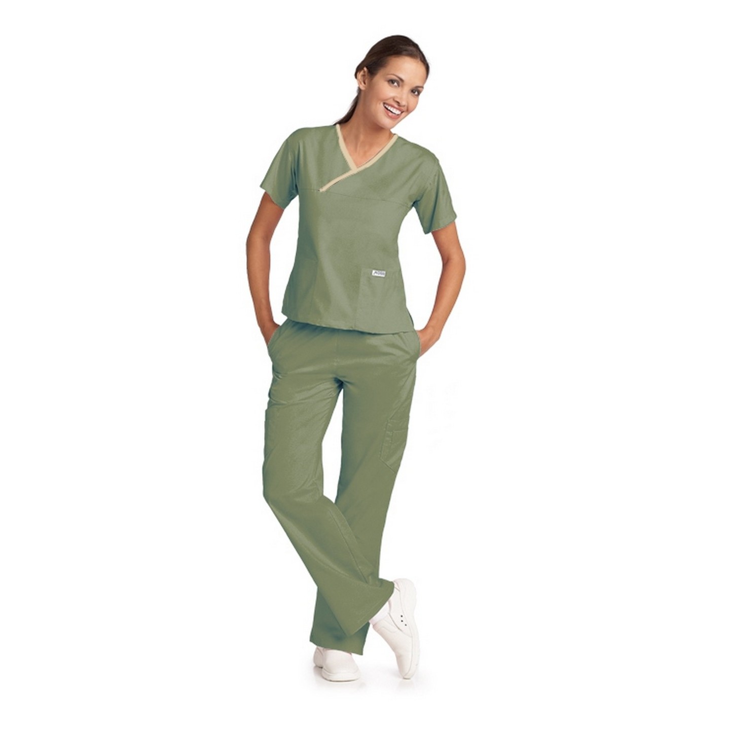 *FINAL SALE MOBB 323/312 Bubble Gum/Black Two Piece Criss Cross Flip Flap Scrub Set