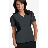 Active Flexi V-Neck Scrub Top by MOBB - Charcoal/Black (CC-BL)