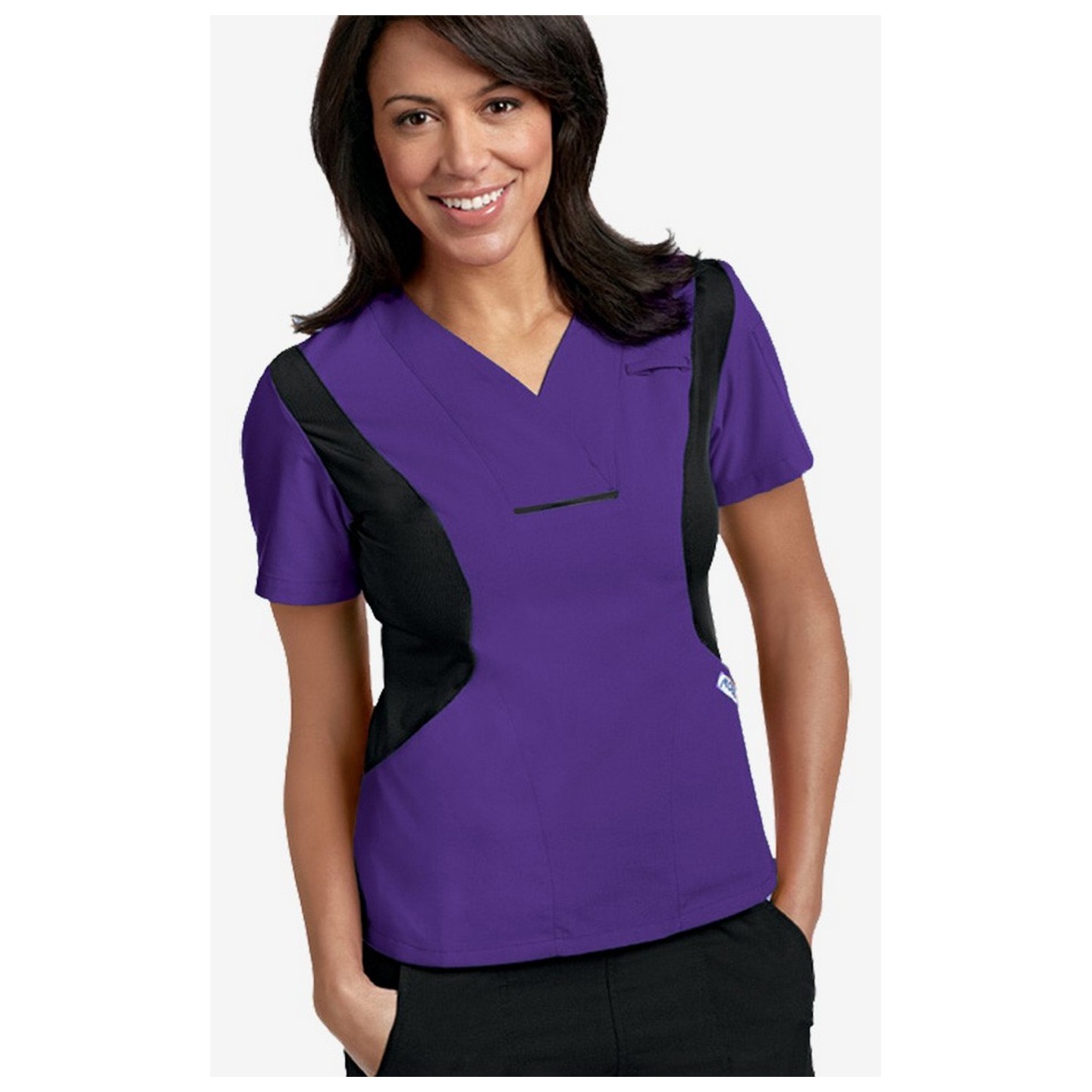 Active Flexi V-Neck Scrub Top by MOBB - Eggplant/Black (EG-BL)