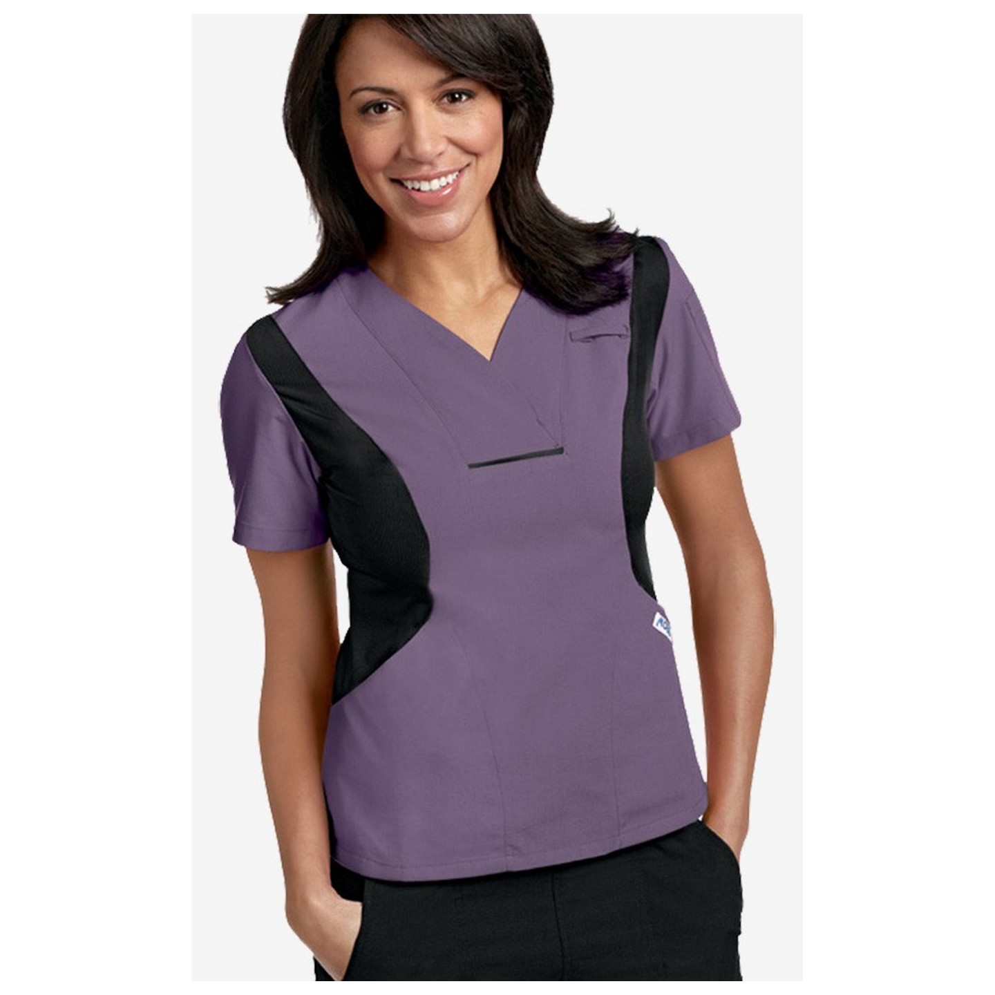 Actif Flexi V-Neck Scrub Top par MOBB - Indigo/Black (IN-BL)