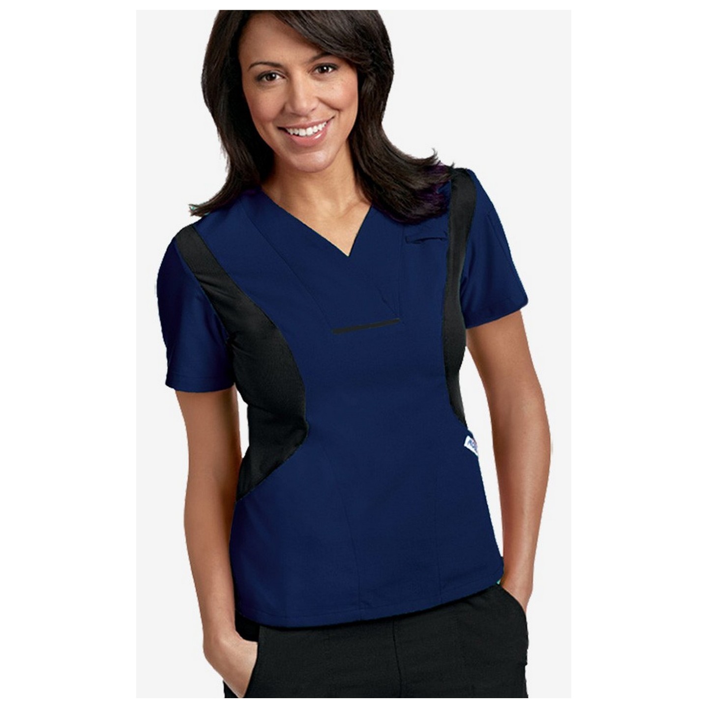 Active Flexi V-Neck Scrub Top by MOBB - Navy/Black (NN-BL)