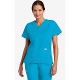 V-Neck Three Pocket Dolman Sleeve MOBB Scrub Top - Aqua (AQ)
