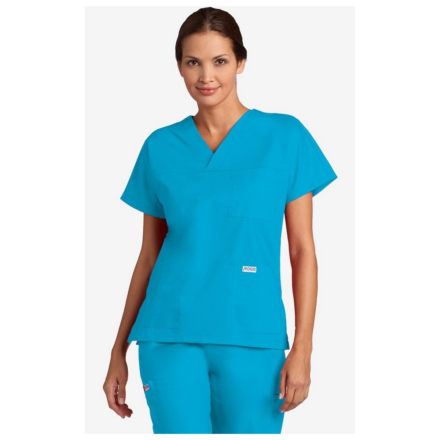 V-Neck Trois Pocket Dolman Sleeve MOBB Scrub Top - Aqua (AQ)