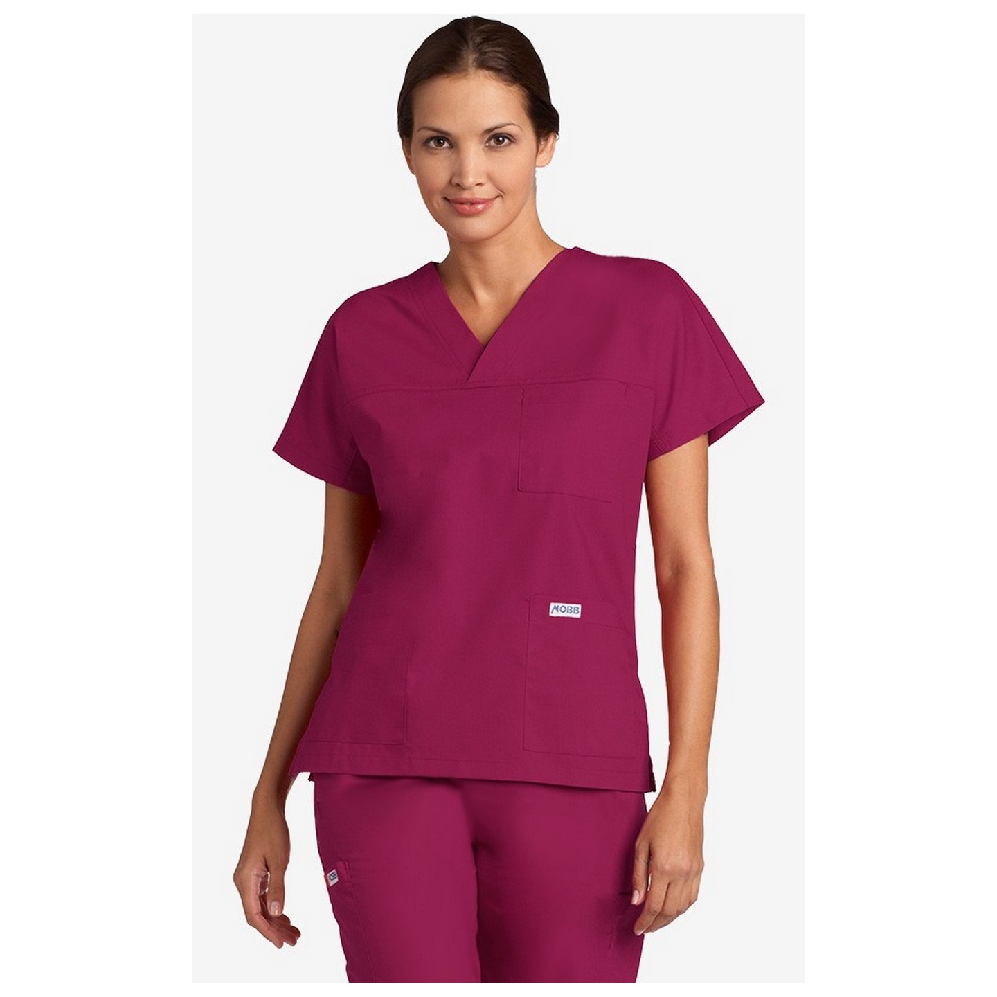 V-Neck Trois Pocket Dolman Sleeve MOBB Scrub Top - Burgundy (BU)
