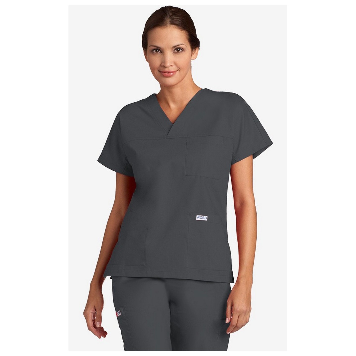 V-Neck Trois Pocket Dolman Sleeve MOBB Scrub Top - Charcoal (CC)
