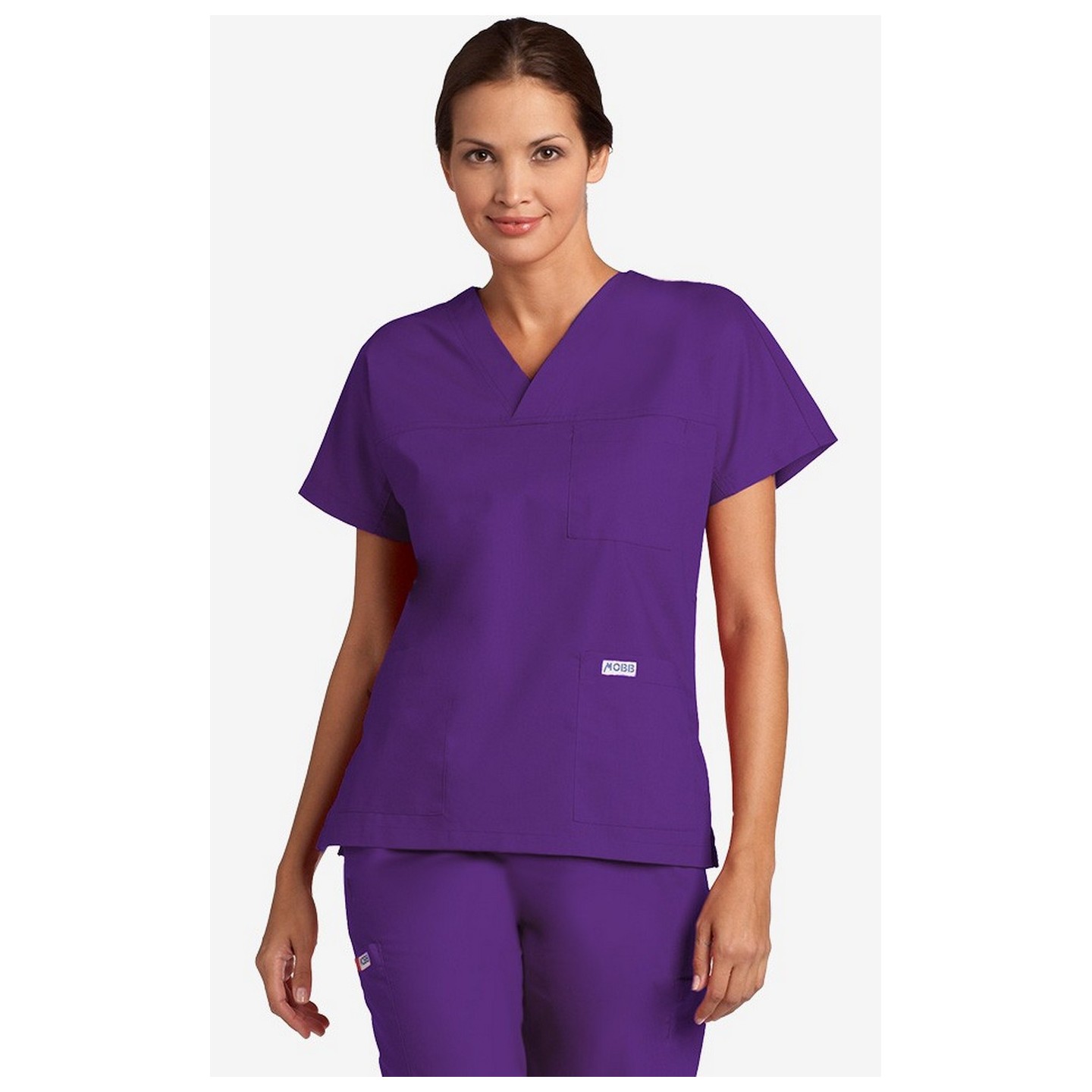 V-Neck Three Pocket Dolman Sleeve MOBB Scrub Top - Eggplant (EG)