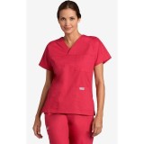 V-Neck Trois Pocket Dolman Sleeve MOBB Scrub Top - Raspberry (RA)