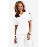 Active Flexi V-Neck Scrub Top by MOBB - White/White (WH-WH)