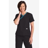 Criss Cross Scrub Top by MOBB - Black/Aqua (BL-AQ)