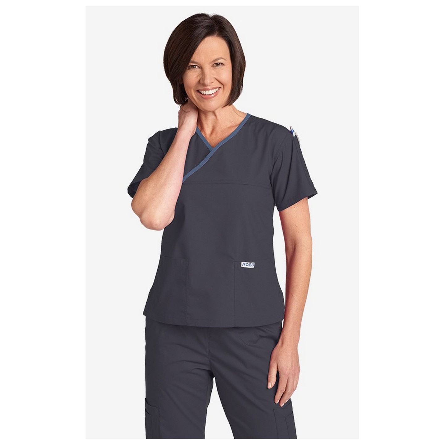 Criss Cross Scrub Top par MOBB - Charcoal/Postman (CC-PS)