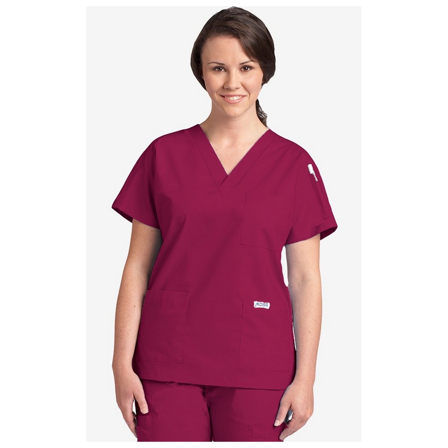 MOBB Classic 3 Pocket Scrub Top - Burgundy (BU)