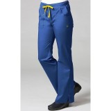 9102 Maevn Blossom - Multi Pocket Fashion Flare Pant - Royal Blue/Yellow