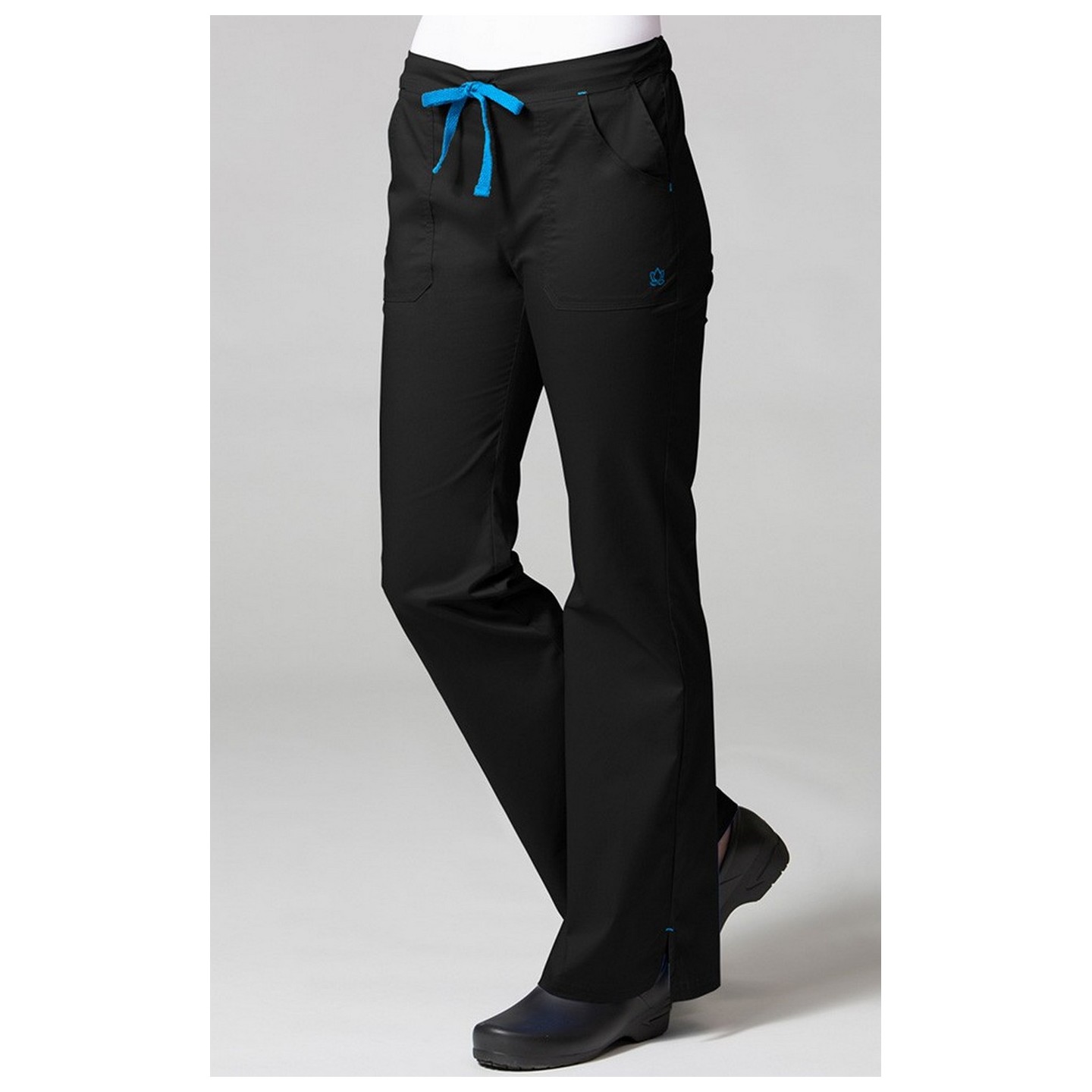 9102 Maevn Blossom - Multi Pocket Fashion Flare Pant - Black/Pacific Blue