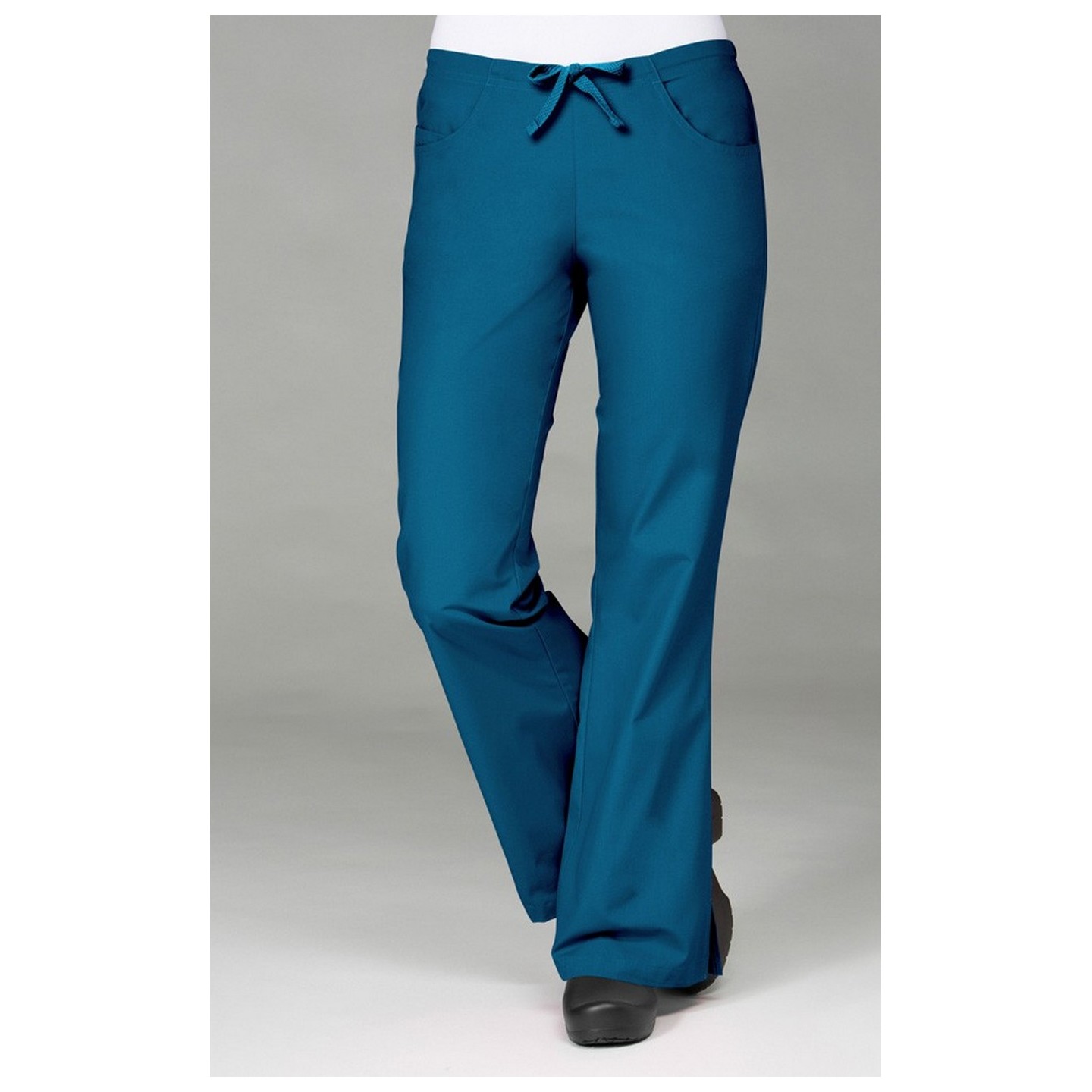 9026 Maevn CORE - Half Back Elastic & Drawstring Flare Pant - Caribbean Blue
