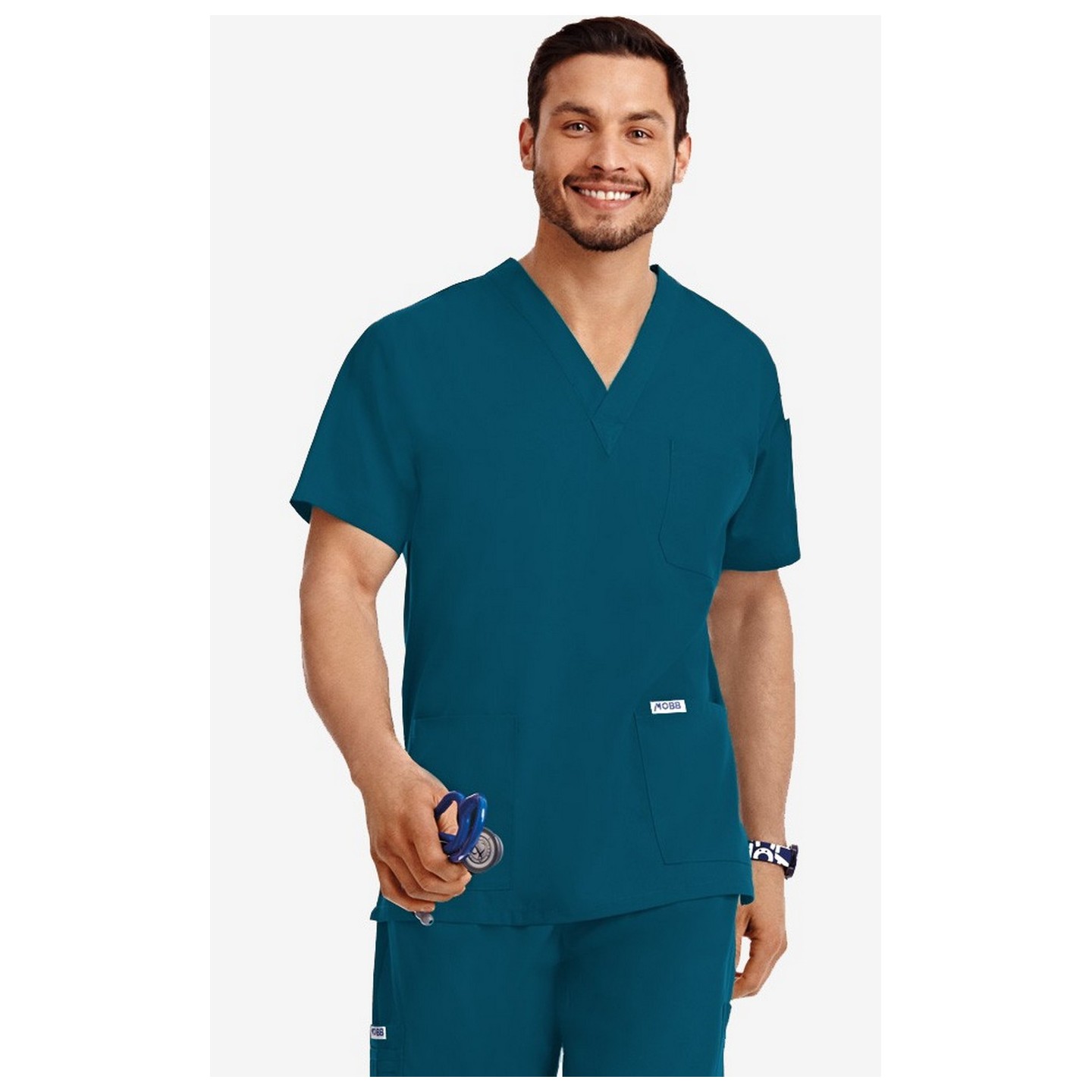 MOBB Classic Unisex 3 Pocket Scrub Top (Men's View) - Caribbean (CA)