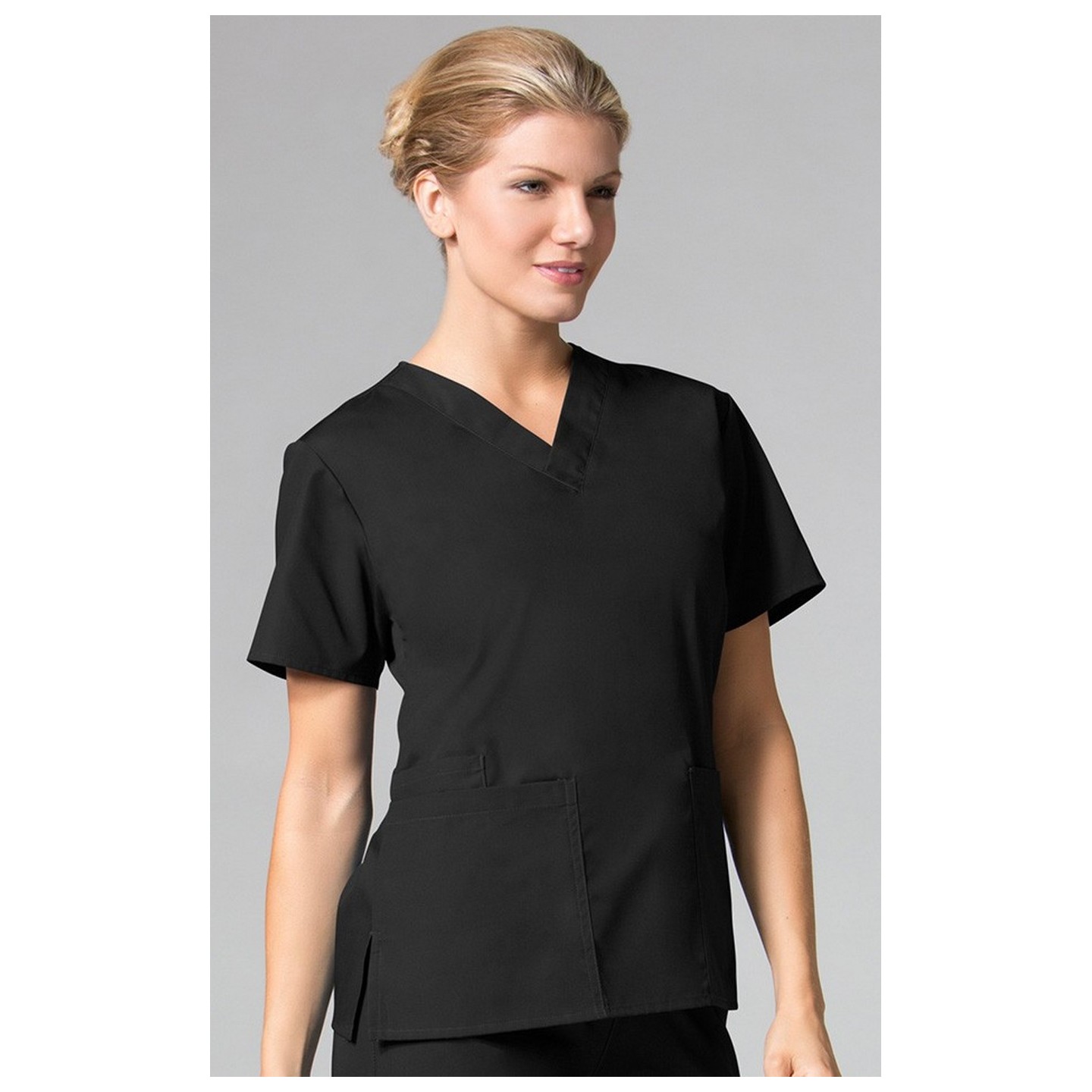1016 Maevn CORE - 2 Pocket V-Neck Top - Black