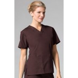 1016 Maevn CORE - 2 Pocket V-Neck Top - Chocolate
