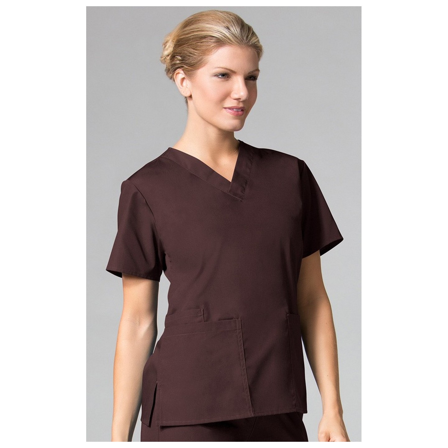 1016 Maevn CORE - 2 Pocket V-Neck Top - Chocolate