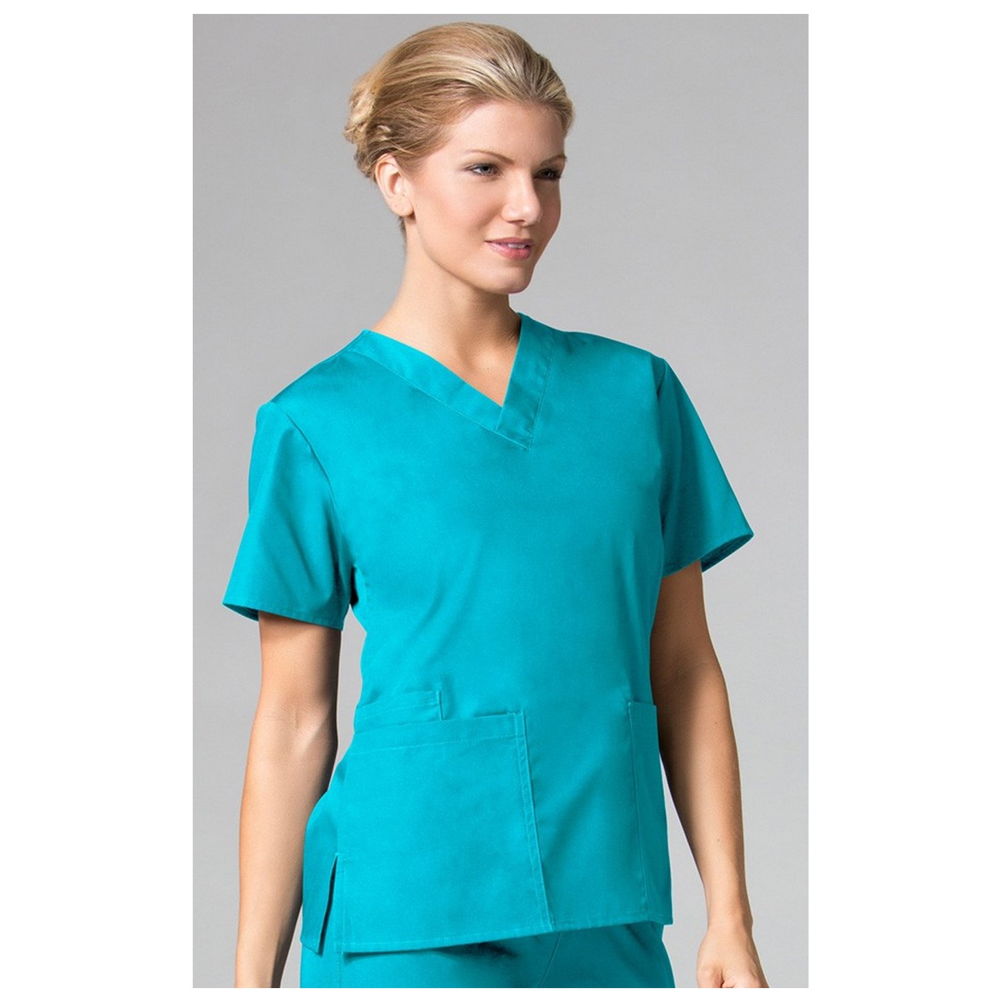 1016 Maevn CORE - 2 Pocket V-Neck Top - Lake Blue