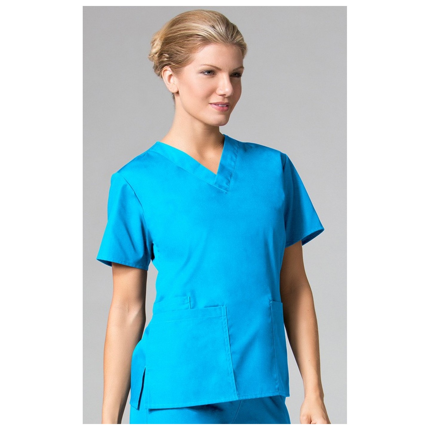 1016 Maevn CORE - 2 Pocket V-Neck Top - Malibu Blue