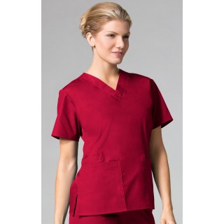 1016 Maevn CORE - 2 Pocket V-Neck Top - Red