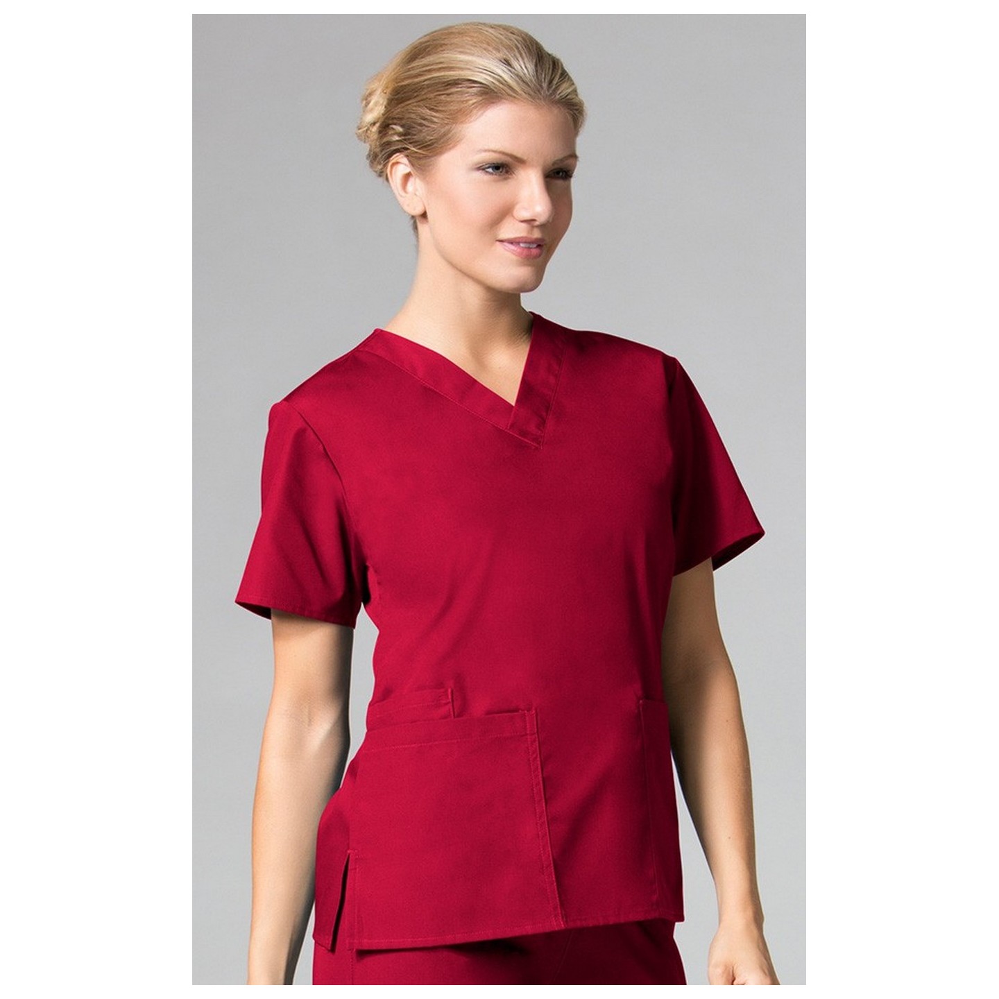 1016 Maevn CORE - 2 Pocket V-Neck Top - Red