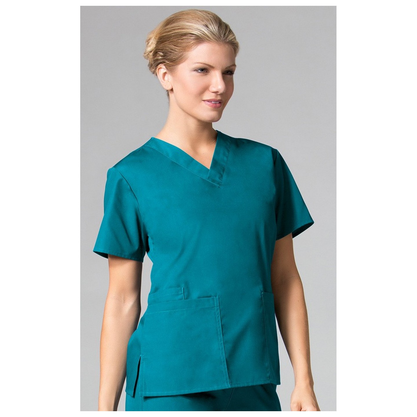 1016 Maevn CORE - 2 Pocket V-Neck Top - Teal