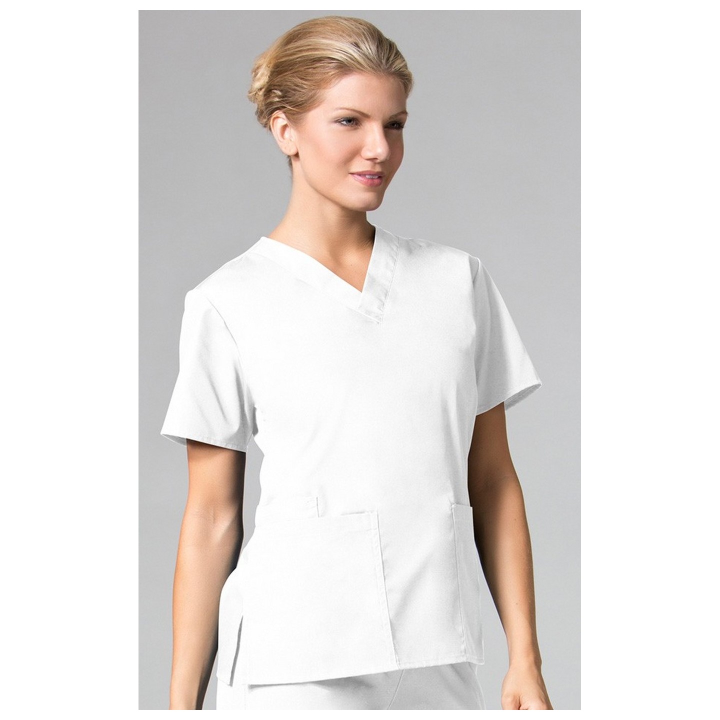 1016 Maevn CORE - 2 Pocket V-Neck Top - White