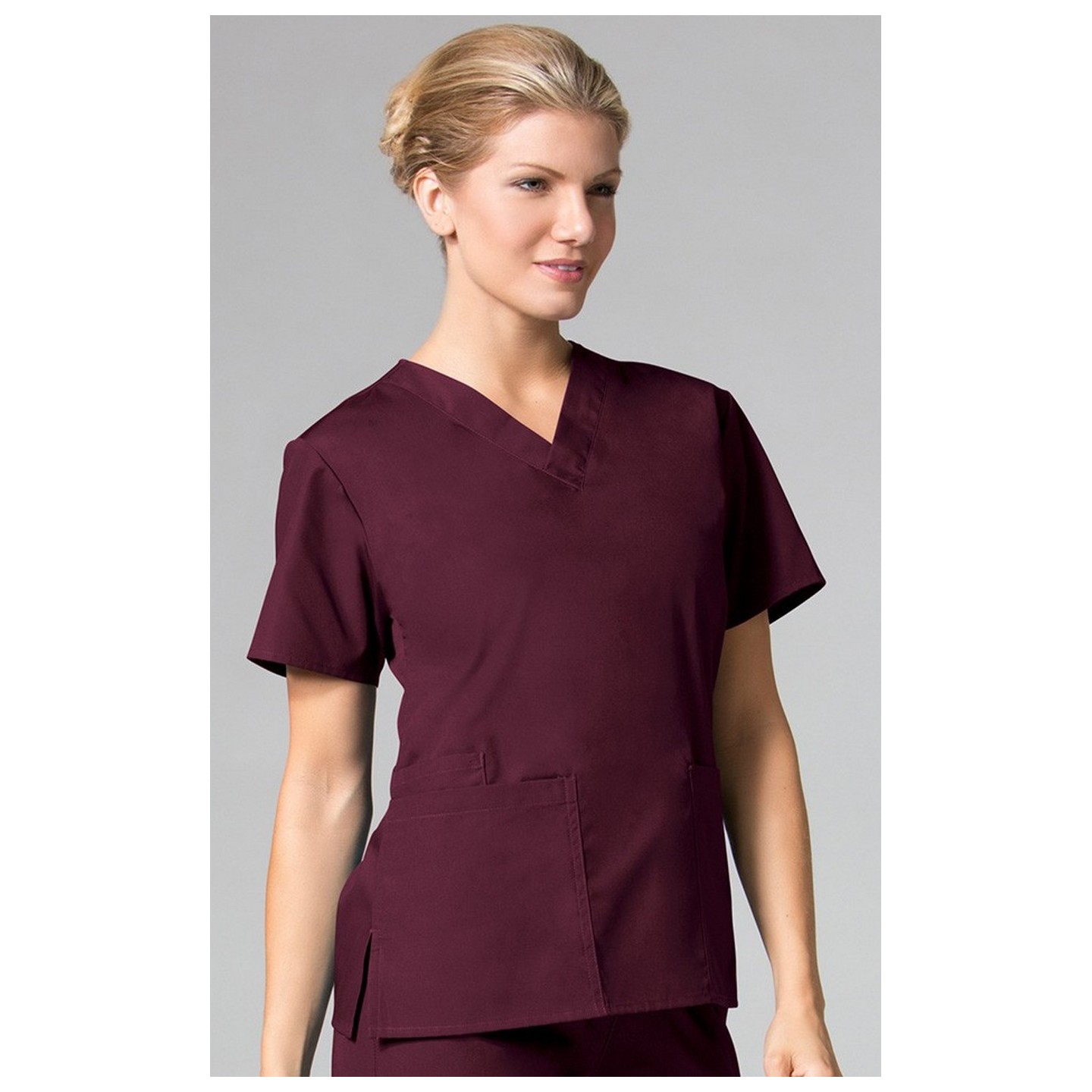 1016 Maevn CORE - 2 Pocket V-Neck Top - Wine